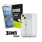 PACK HUSA ULTRASLIM 0.4MM  IPHONE 13 + 2X FOLIE STICLA RINGKE ID FC GLASS