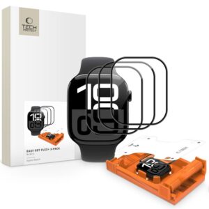 STICLĂ HIBRIDĂ TECH-PROTECT EASY SET FLEX+ 3-PACK APPLE WATCH 10 / 11 (42 MM) BLACK