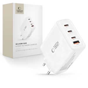 ÎNCĂRCĂTOR DE PRIZĂ TECH-PROTECT NC140W-GAN 4-PORT NETWORK CHARGER PD 140W / QC3.0 WHITE