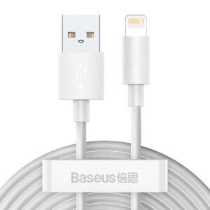 Baseus Simple Wisdom Set cabluri de date USB la Lightning, 2,4A (2 buc./set) 1,5 m alb