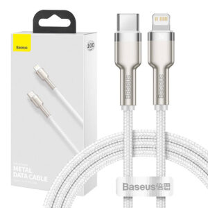 Cablu USB-C la Lightning Baseus Cafule, PD, 20 W, 1 m (alb)