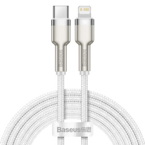 Cablu USB-C la Lightning Baseus Cafule, PD, 20 W, 2 m (alb)