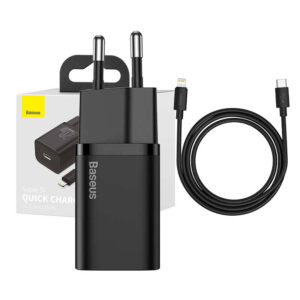 Baseus Super Si Quick Charger 1C 20W cu cablu USB-C pentru Lightning 1 m (negru)