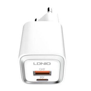 Încărcător de perete LDNIO A2318M USB, USB-C + cablu USB-C–Lightning