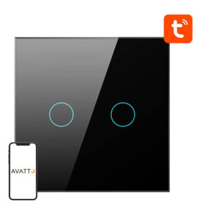 Comutator inteligent de lumină ZigBee Avatto ZTS02-EU-B2 2 căi TUYA (negru)