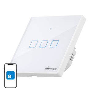 Comutator inteligent Wi‑Fi + RF 433 Sonoff T2 EU TX (cu 3 canale) actualizat