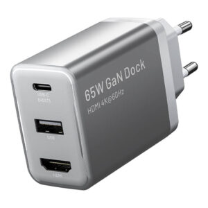 Vention FJAH0-EU încărcător de priză USB (C+A) + HDMI GaN (60W/5W/4K@60Hz) (gri)