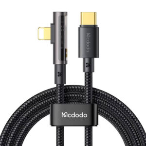 Cablu USB-C la Lightning, unghi de 90° McDodo CA-3390, 36W, 1,2 m (negru)