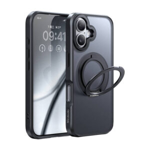 Husă McDodo PC-4931 MagSafe pentru iPhone 16 Plus cu suport (negru)