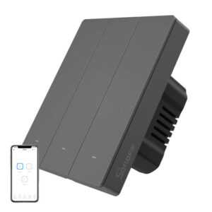 Comutator inteligent de perete WiFi SONOFF M5-3C-80 (3 canale, pentru ramă, grafit)