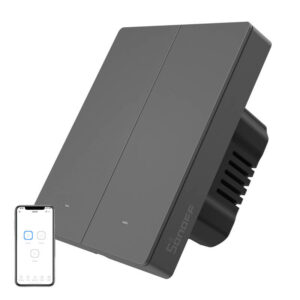 Comutator inteligent de perete WiFi SONOFF M5-2C-80 (2 canale, pentru montaj în ramă, grafit)