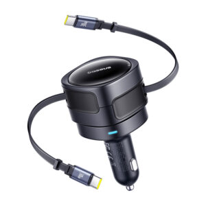 Încărcător auto Baseus Enjoyment Max cu cabluri USB-C+USB-C 60 W, negru