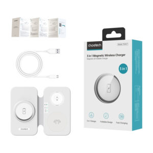 Încărcător inductiv Choetech T616-F 3-în-1 (alb)