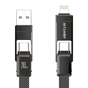 Blitzwolf BW-HDC7 4 în 1 USB-C + Thunderbolt cablu 240W 1,2 m (negru)