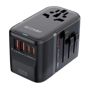 Adaptor de călătorie Blitzwolf BW-TA2 5în1 2x USB PD + 2x QC + USB-C GaN 100W