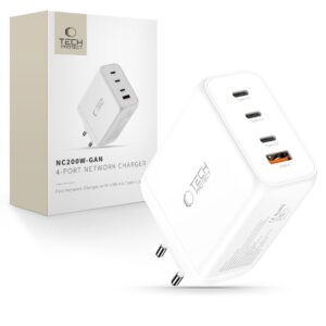 ÎNCĂRCĂTOR DE PRIZĂ TECH-PROTECT NC200W-GAN 4-PORT NETWORK CHARGER PD 200W / QC3.0 WHITE