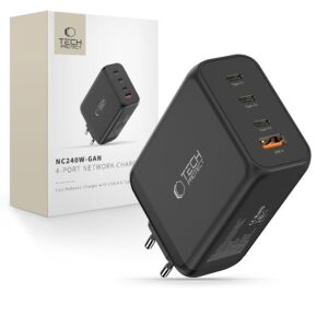 ÎNCĂRCĂTOR DE PRIZĂ TECH-PROTECT NC240W-GAN 4-PORT NETWORK CHARGER PD 240W / QC3.0 BLACK